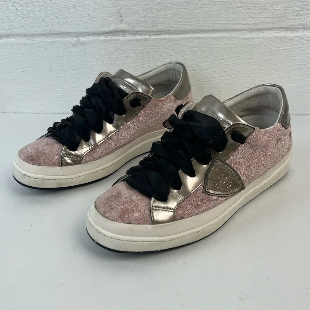 Philippe Model Blush Pink Metallic Accent Sneakers